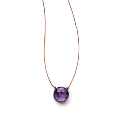 Amethyst Coin Cord Necklace