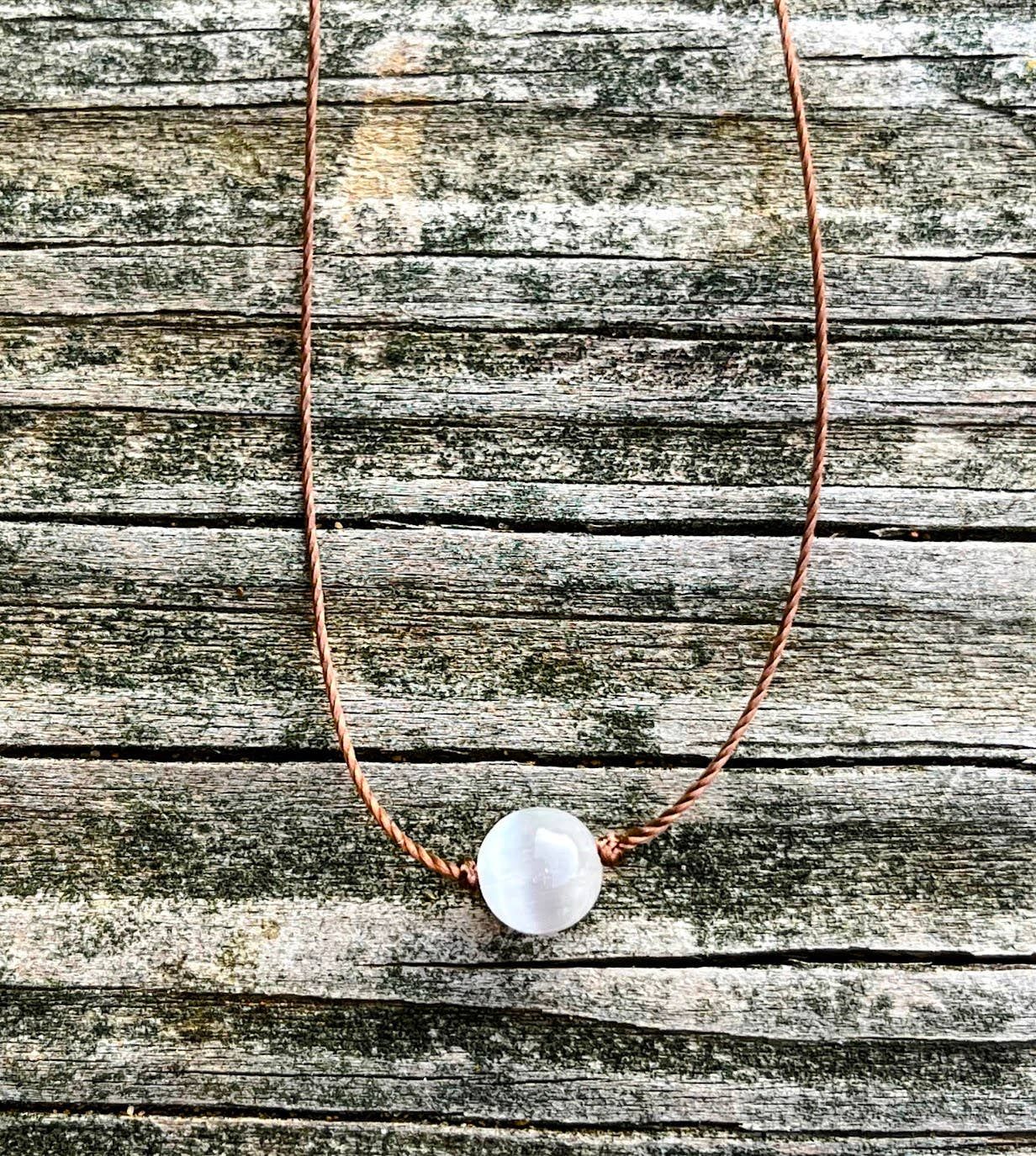 Selenite Round Gemstone Necklace, Size: 20"
