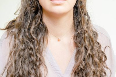 Peach Moonstone Smooth Teardrop Cord Necklace