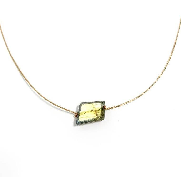 Labradorite Freeform Gemstone Necklace, Size: 16"