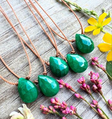 Emerald Small Faceted Teardrop Necklace