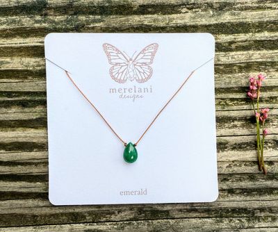 Emerald Small Faceted Teardrop Necklace