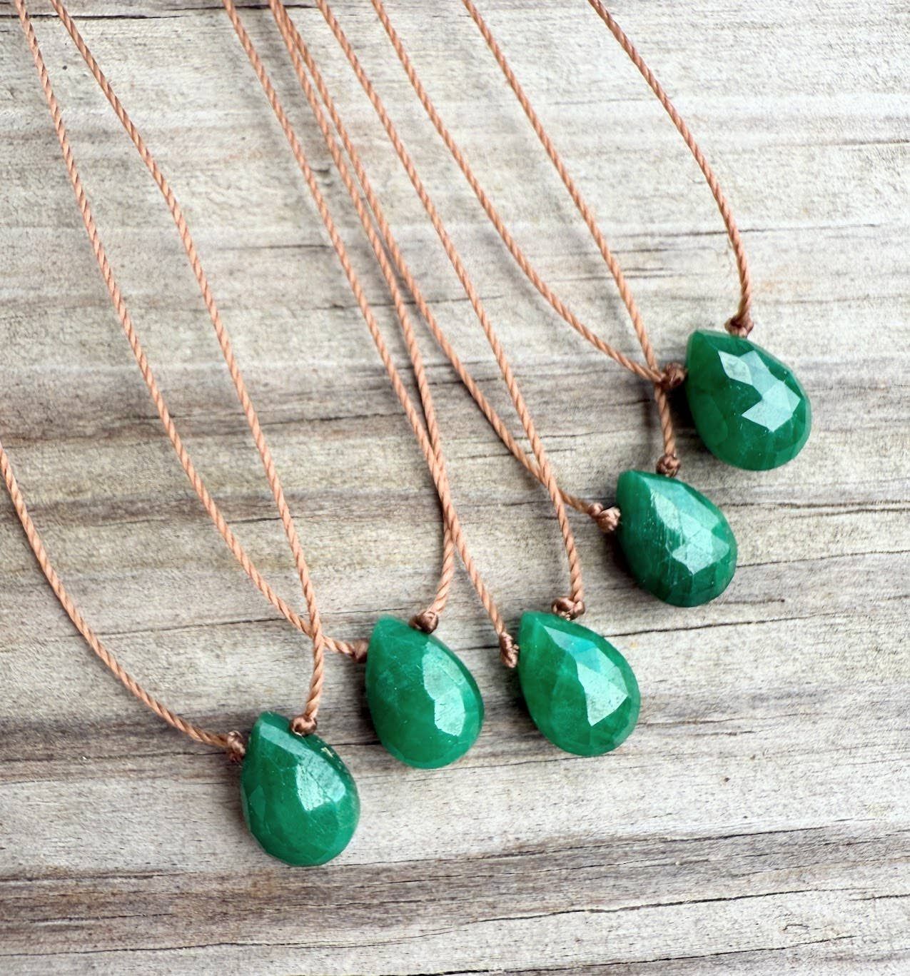 Emerald Small Faceted Teardrop Necklace, Size: 20"