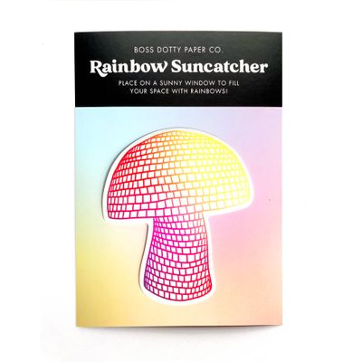 Disco Mushroom Rainbow Suncatcher Sticker