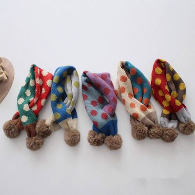 Colorful Polka Dot Knitted Scarf