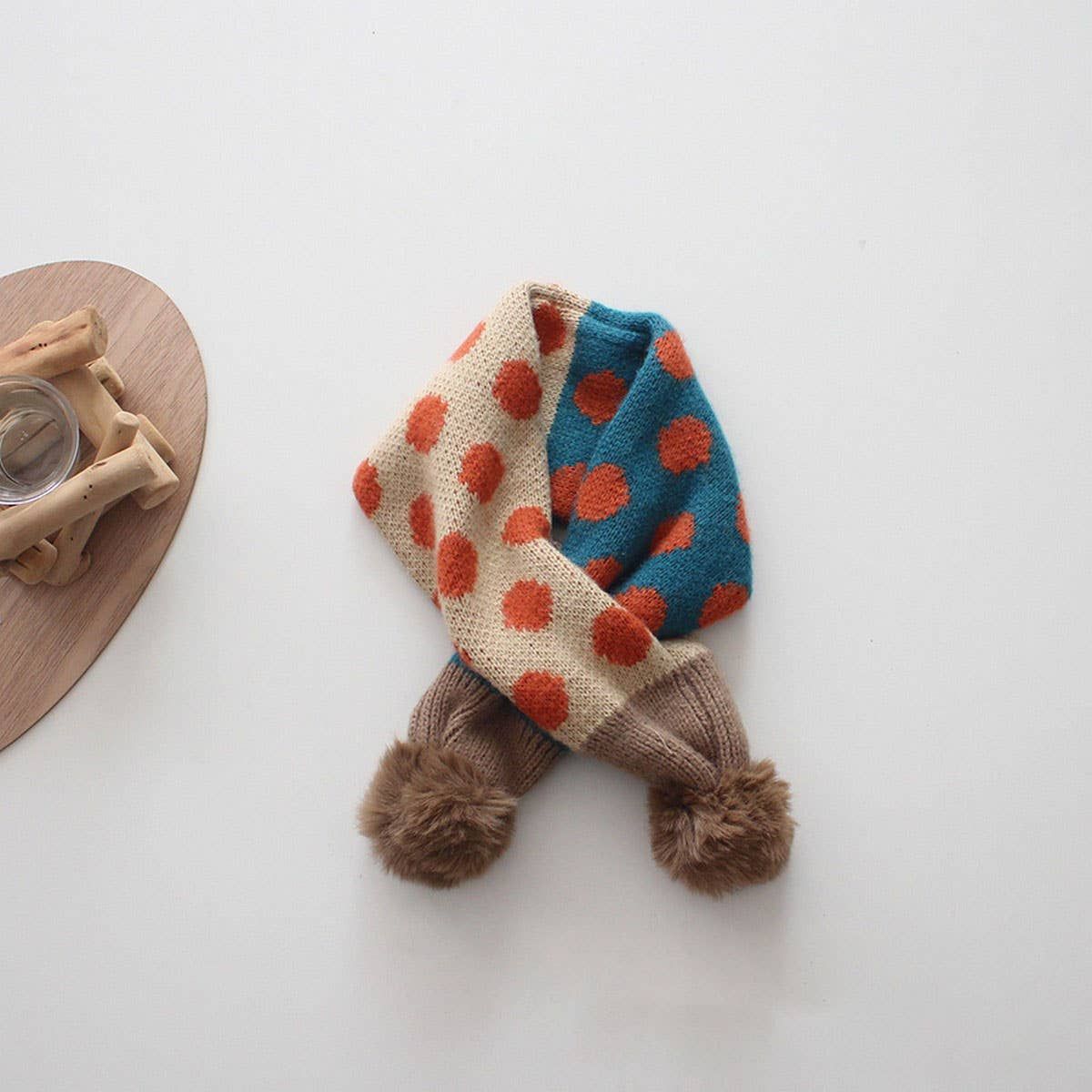 Colorful Polka Dot Knitted Scarf, Color: KHAKI, Size: (OS) 1
