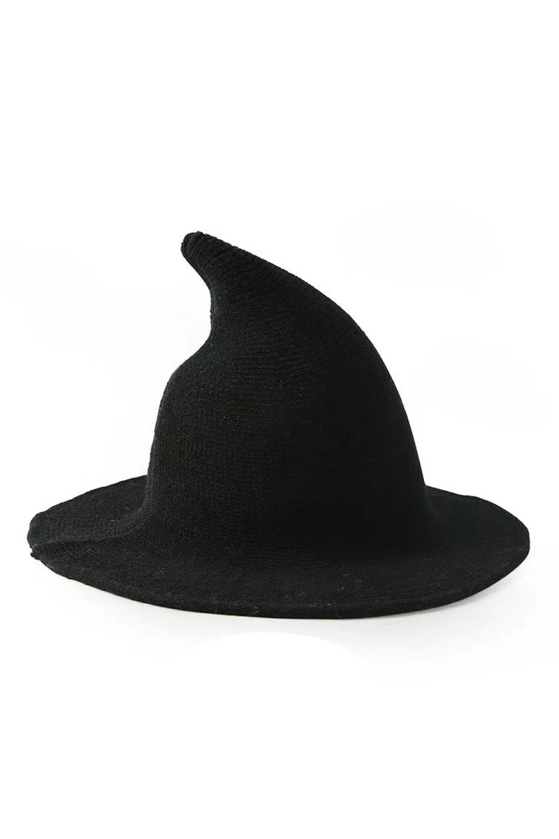 Halloween Knit Witch Hat, Color: BLACK, Size: (OS) 2