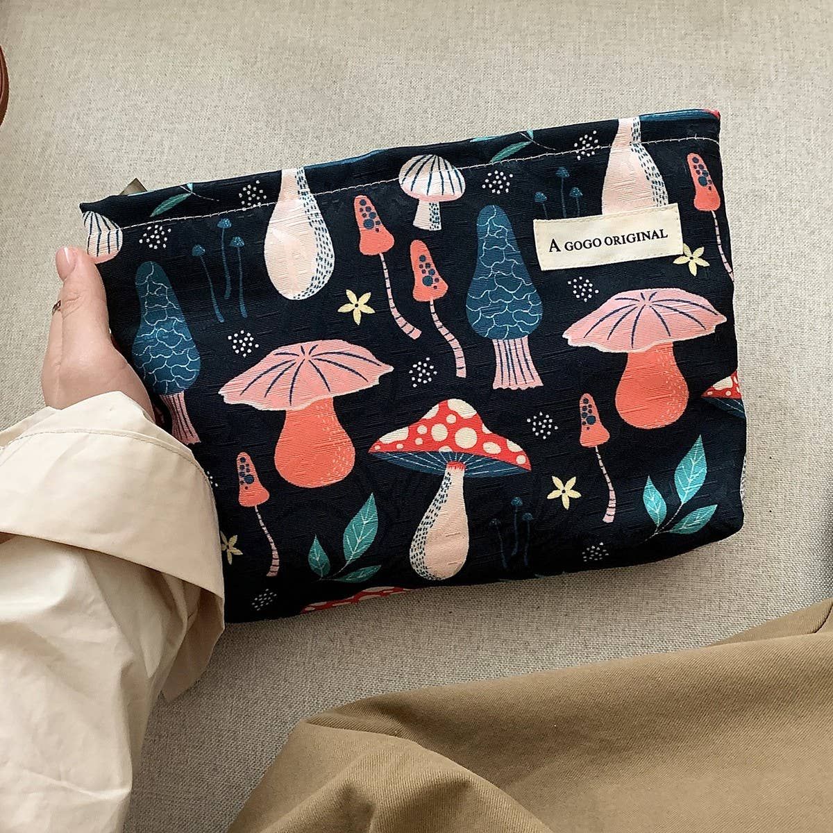 Mushroom Makeup Pouch, Size: Navy