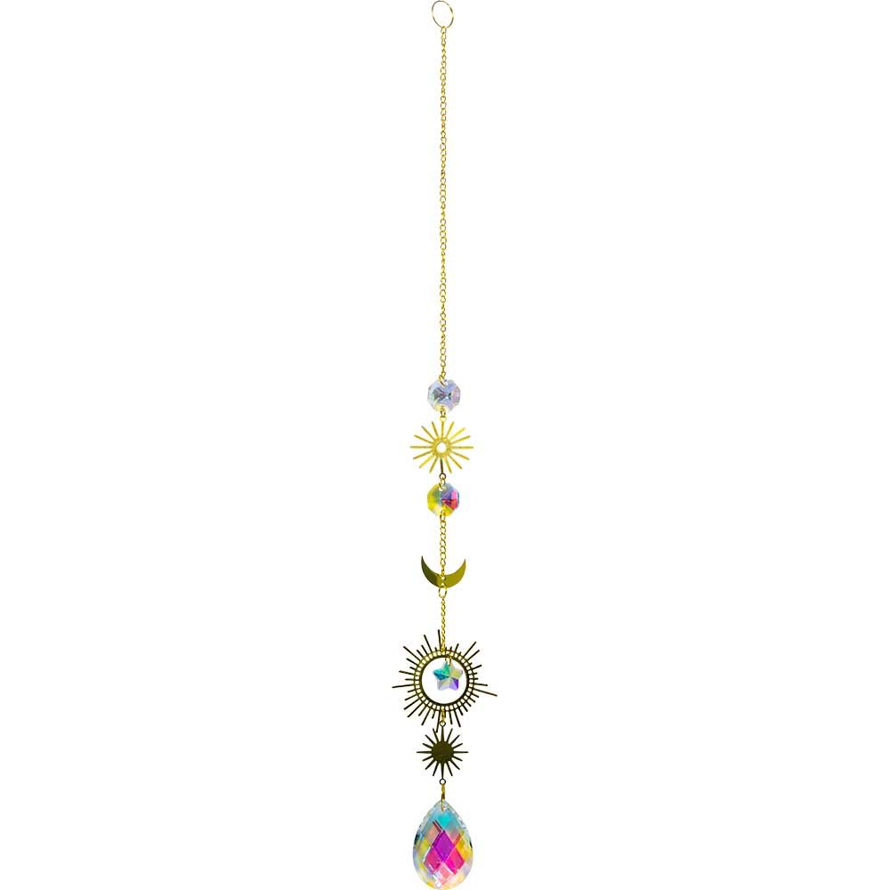 Crystal Hanging String-AB Crystal Drop w/ Sun &amp; Moon Charms