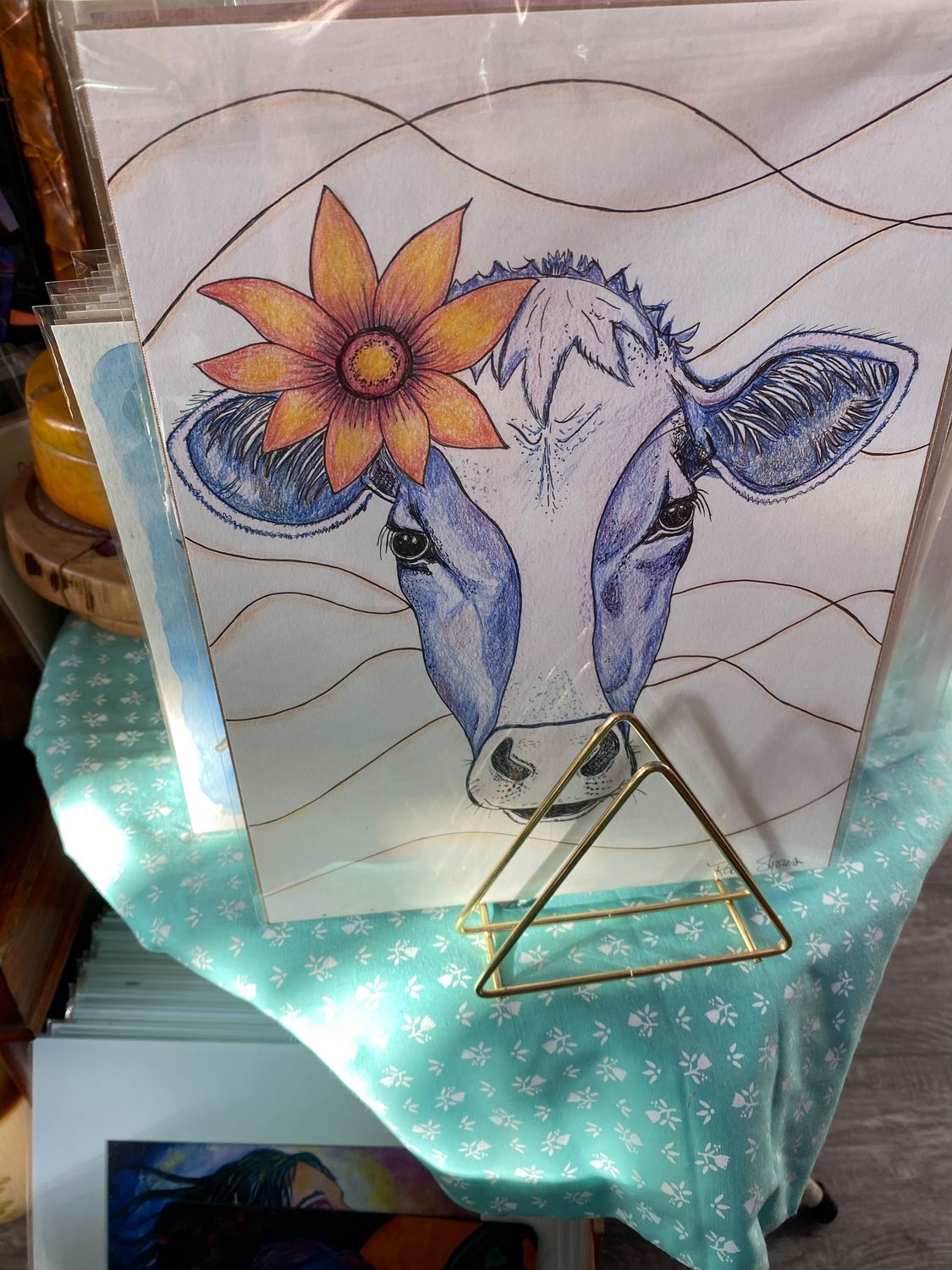 Colored Pencil and Ink Cool Cow