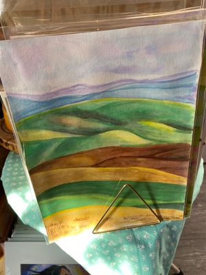 Watercolor Rolling Fields Landscape