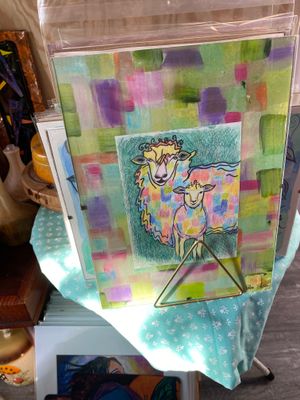 Watercolor and  Colored Pencil in Glass Ewe and Me