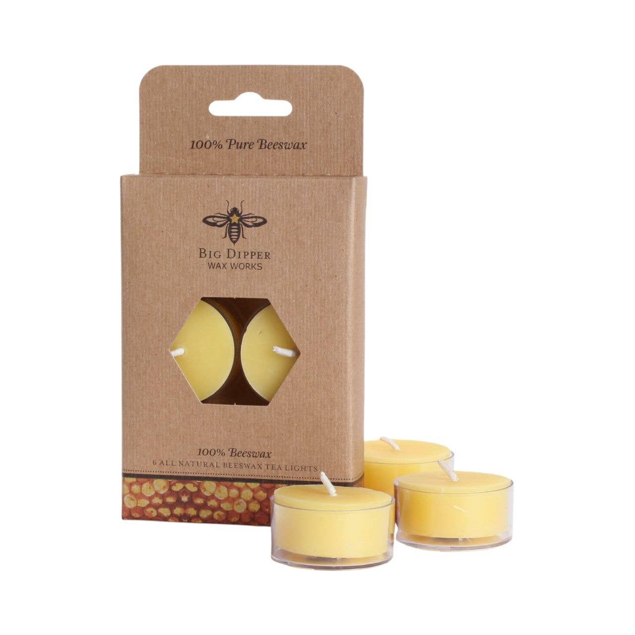 Tea Light Candles | 100% Pure Beeswax, Quantity: Case of 6 Packs (8)