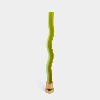 Wiggle Green 11" Tapers (2 Pcs) + Solid Brass Candle Holder
