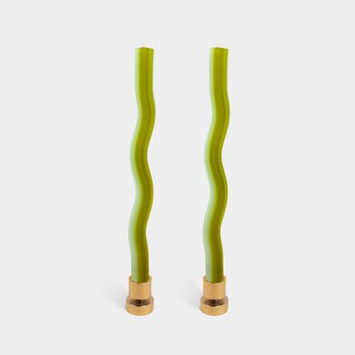 Wiggle Candles - Green (2 Pack) - 11" Vibrant Taper Candles