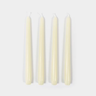 Taper Candles (4 Pack) - 10" Tall, 8 Hr Burn, Cream(1)