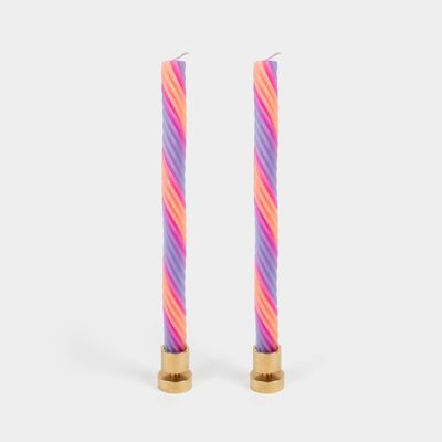 Rope Candles - Orange &amp; Lav. (2 Pack) - 11" Vibrant Tapers