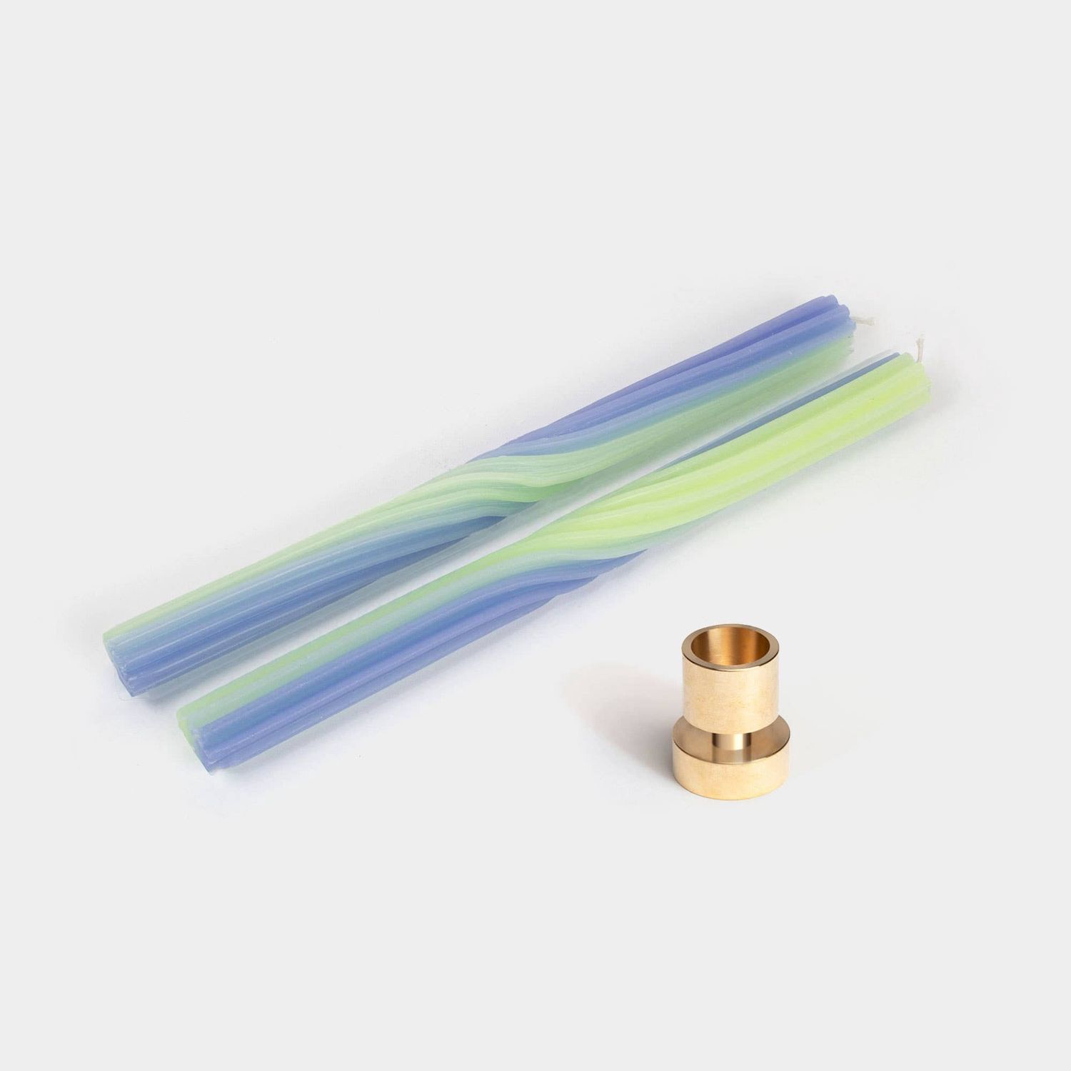 Pivot Lav. &amp; Green 11" Tapers (2 Pack) + Solid Brass Holder