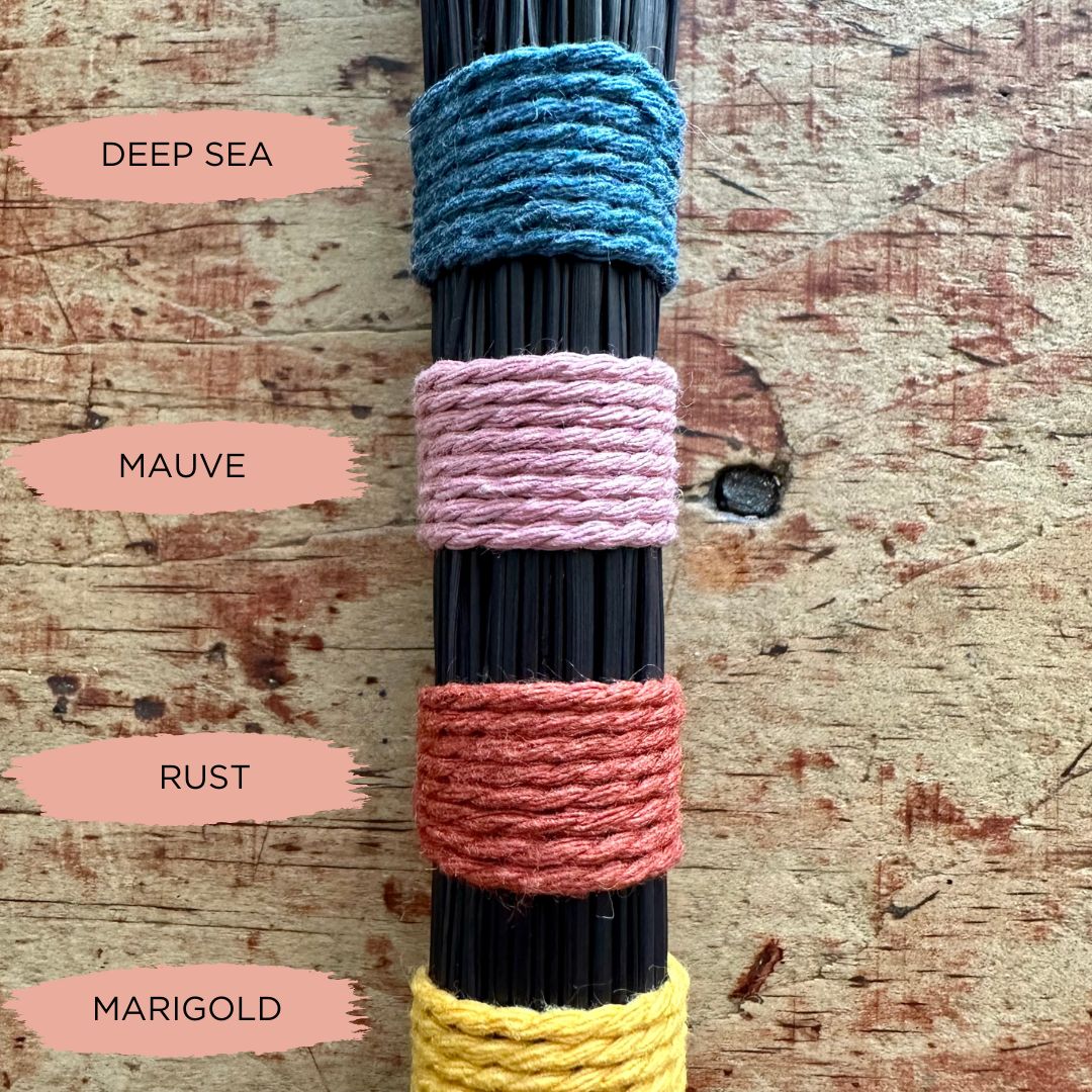 Turkey Wing Hand Broom, Cotton String Color: DEEP SEA
