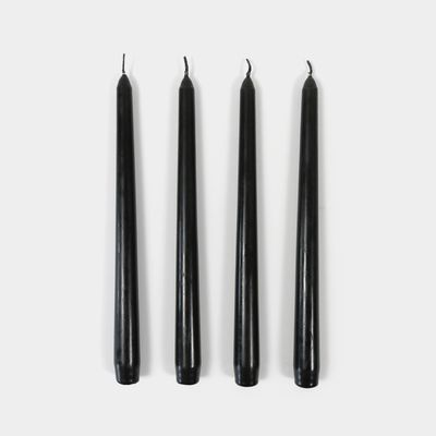 Taper Candles (4 Pack) - 10" Tall, 8 Hr Burn, Black(1)