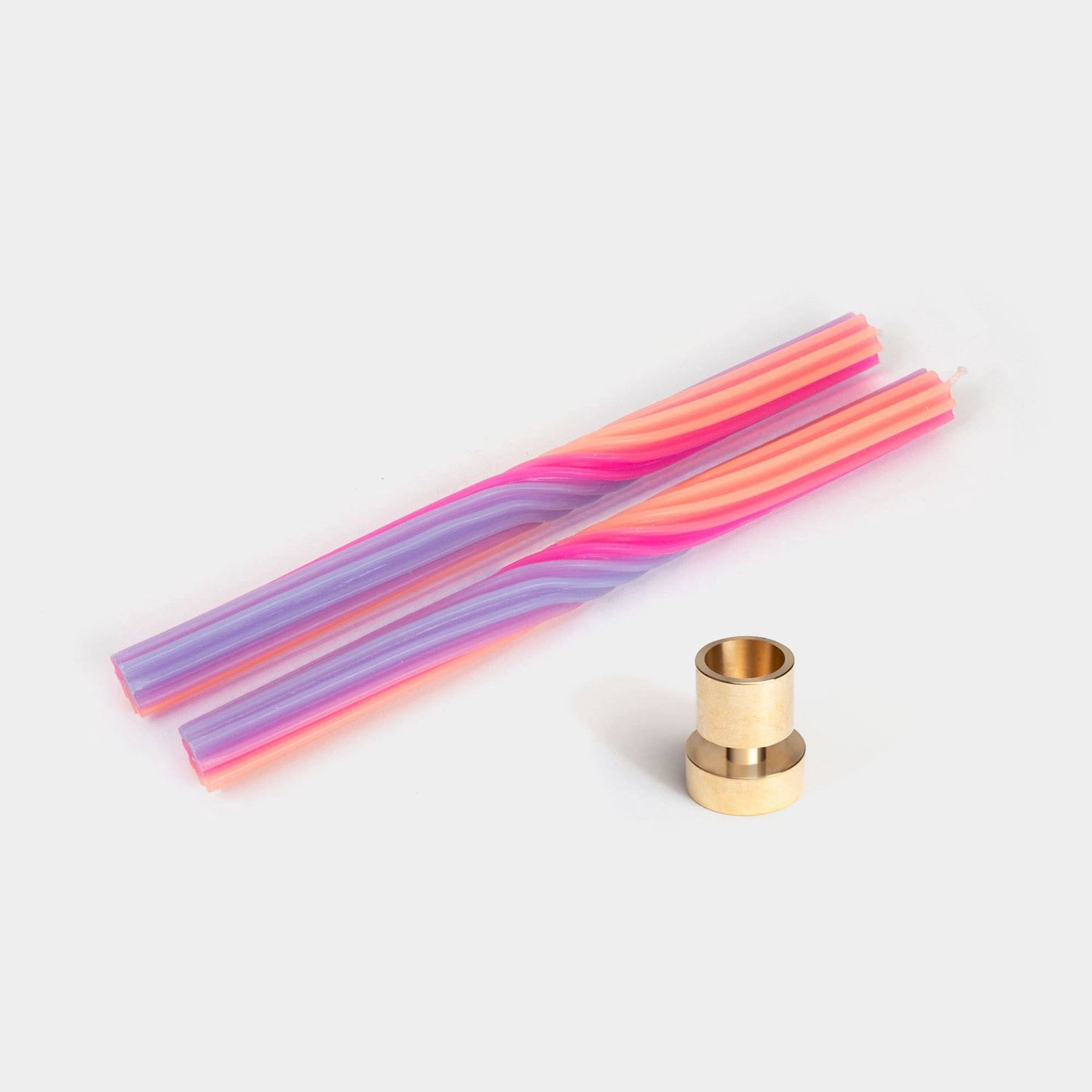 Pivot Orange &amp; Lav. 11" Tapers (2 Pack) + Solid Brass Holder