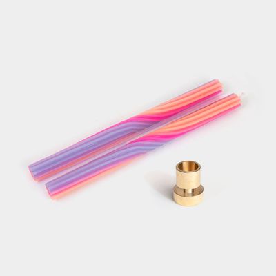 Pivot Orange &amp; Lav. 11" Tapers (2 Pack) + Solid Brass Holder