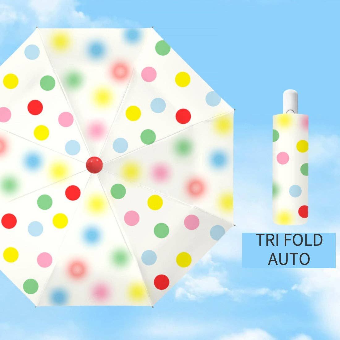 Red Nose Polka Dot Umbrella, Color: 3 FOLD AUTO