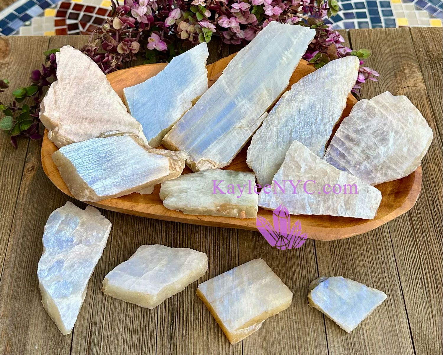 Natural Rainbow Moonstone Slab, Size: Small