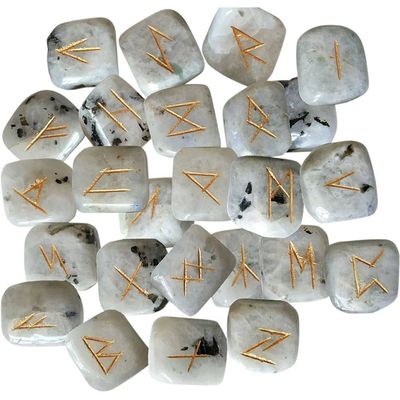 Gemstone Rune Set Rainbow Moonstone