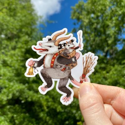 Krampus Opossum Weatherproof Vinyl Sticker