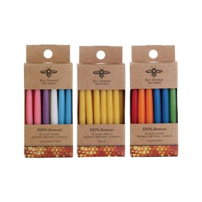 Birthday Candles Hand-Dipped – 100% Pure Beeswax