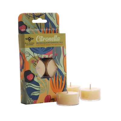 Citronella Beeswax Tea Lights- 6 Pack