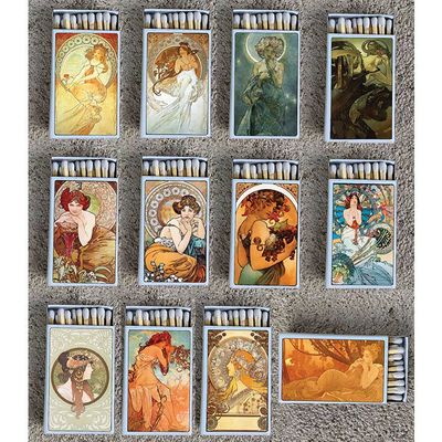 Mucha Matchbox Set • Decorative Matches • Candles Acc.