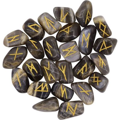 Black Moonstone | Rune Stone Set