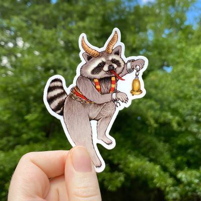 Krampus Raccoon Weatherproof Vinyl Sticker