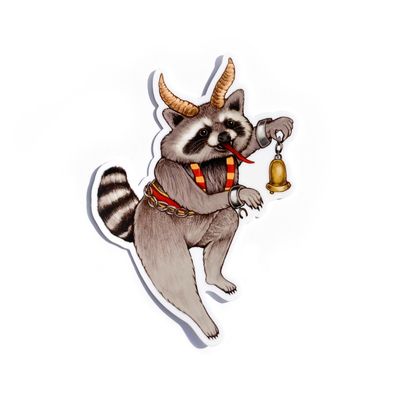 Krampus Raccoon Weatherproof Vinyl Sticker