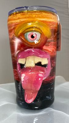Hand Sculpted Monster Mug in Firefly Colors