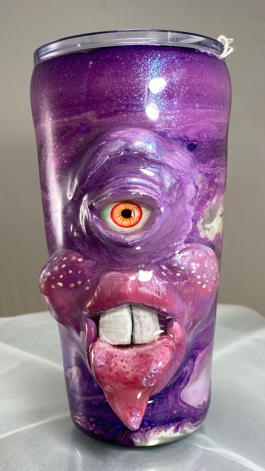 Hand Sculpted Monster Mug in Lilacs and Celestial Sparkle
