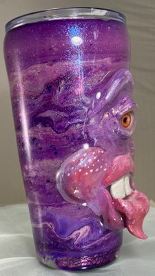 Hand Sculpted Monster Mug in Lilacs and Celestial Sparkle