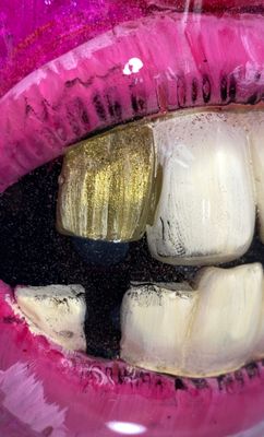 Hand Sculpted Monster Wine Tumbler in Pinks and Gold