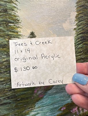 “Trees &amp; Creek” Original Acrylic Painting | Artwork by Carey | 11x14