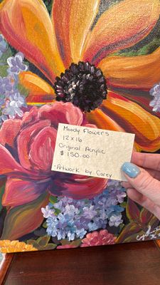 “Moody Flowers” | Original Acrylic Painting | Artwork by Carey | 12x16