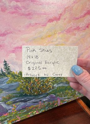 “Pink Skies” | Original Acrylic Painting | Artwork by Carey | 14x18