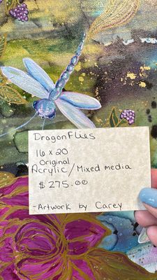 “DragonFlies” | Original Acrylic/Mixed Media Painting | Artwork by Carey | 16x20