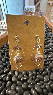 Floral Earrings by Samaran Selkie • Purple Bee Balm + False Sunflower Petals