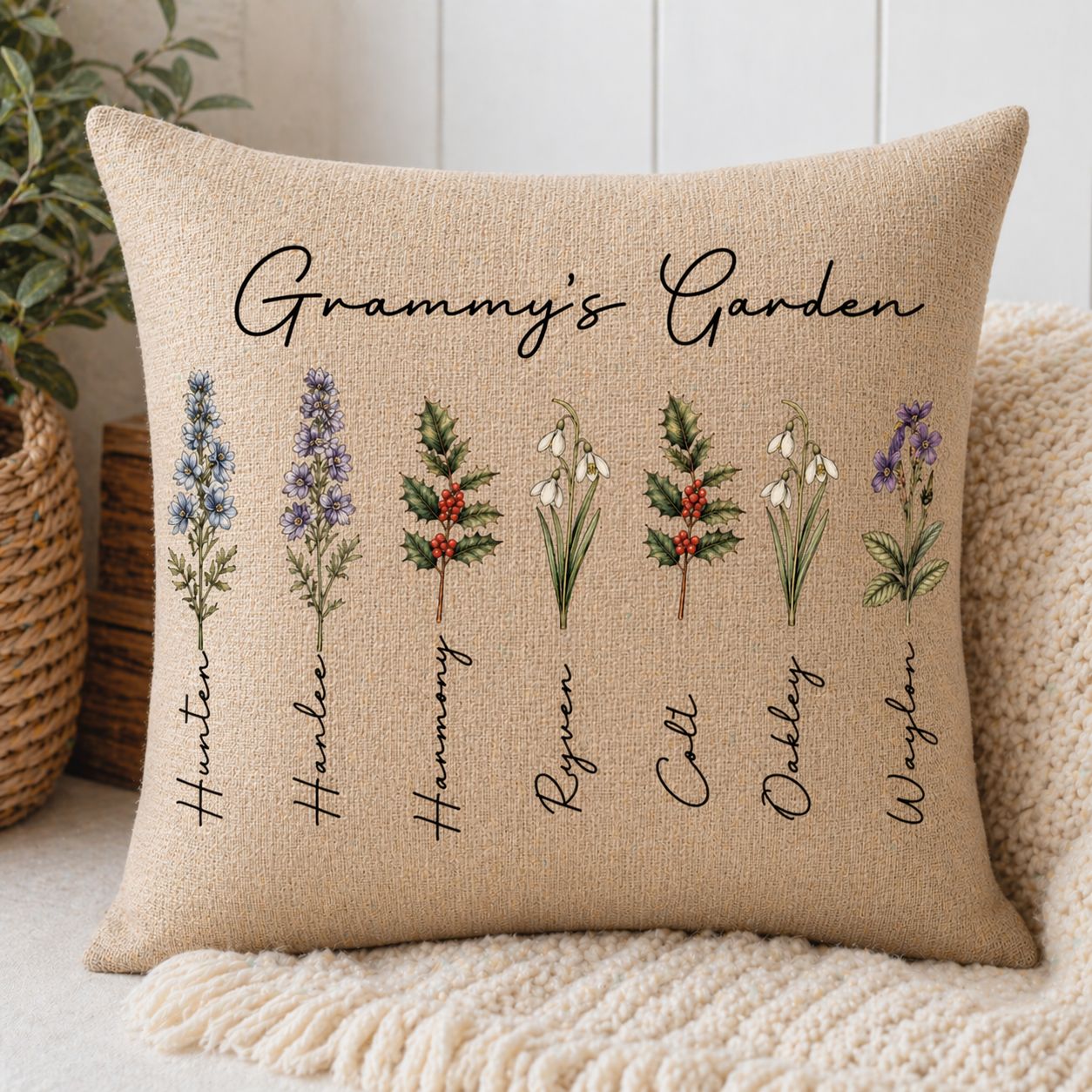 Pillow Garden with Birth Flowers