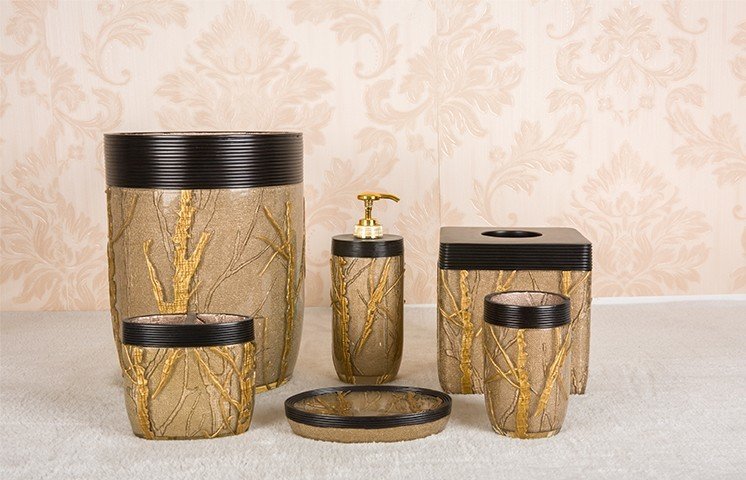 6pcs Decorated Transparent Bathroom Accessory Sets