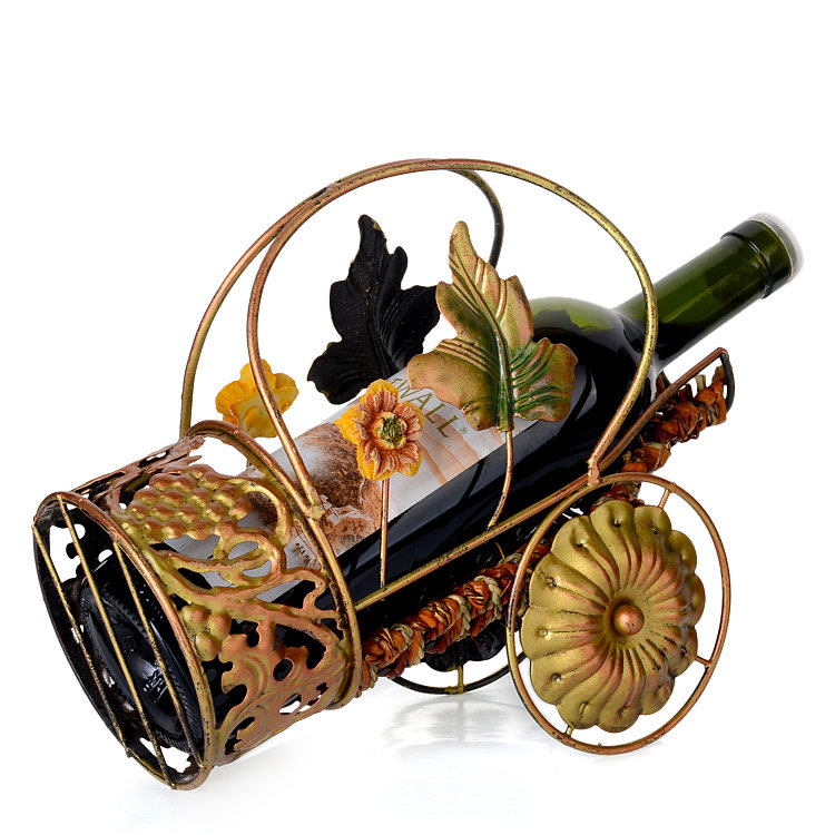 Creative European Metal Wine Bottle Holder Rack Grape Leafs