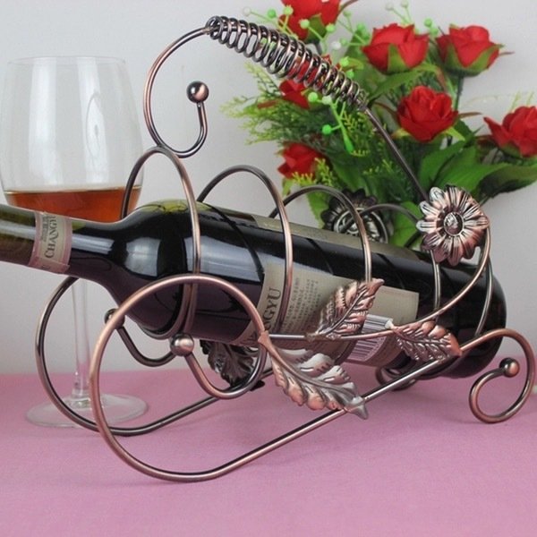 Luxury Gold/Bronze Metal Single Wine Rack Bottle Holder Tabletop