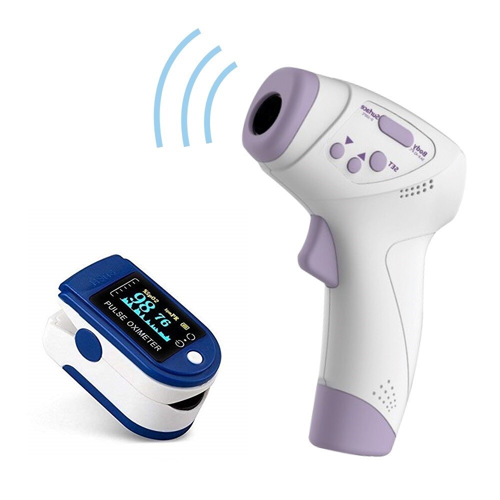 Pulse Oximeter and Non Contact Infrared Thermometer Combo